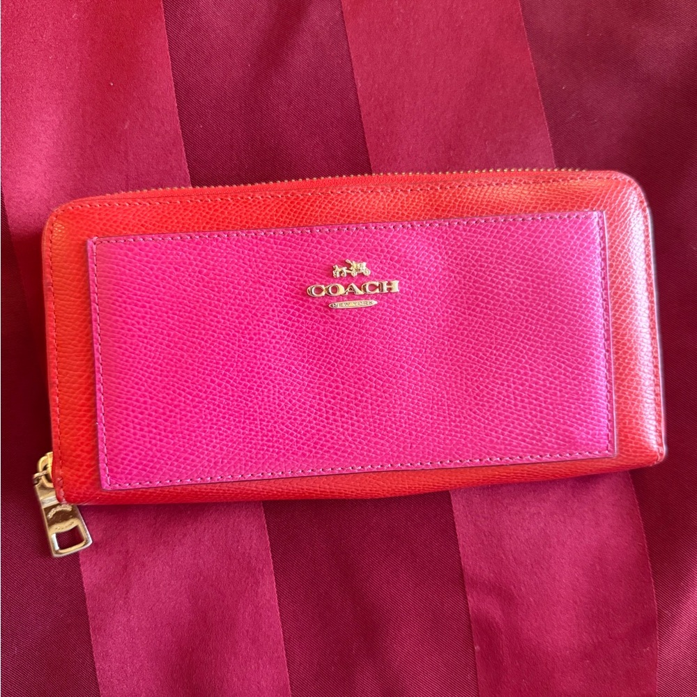 Coach Vibrant Orange and Pink Wallet